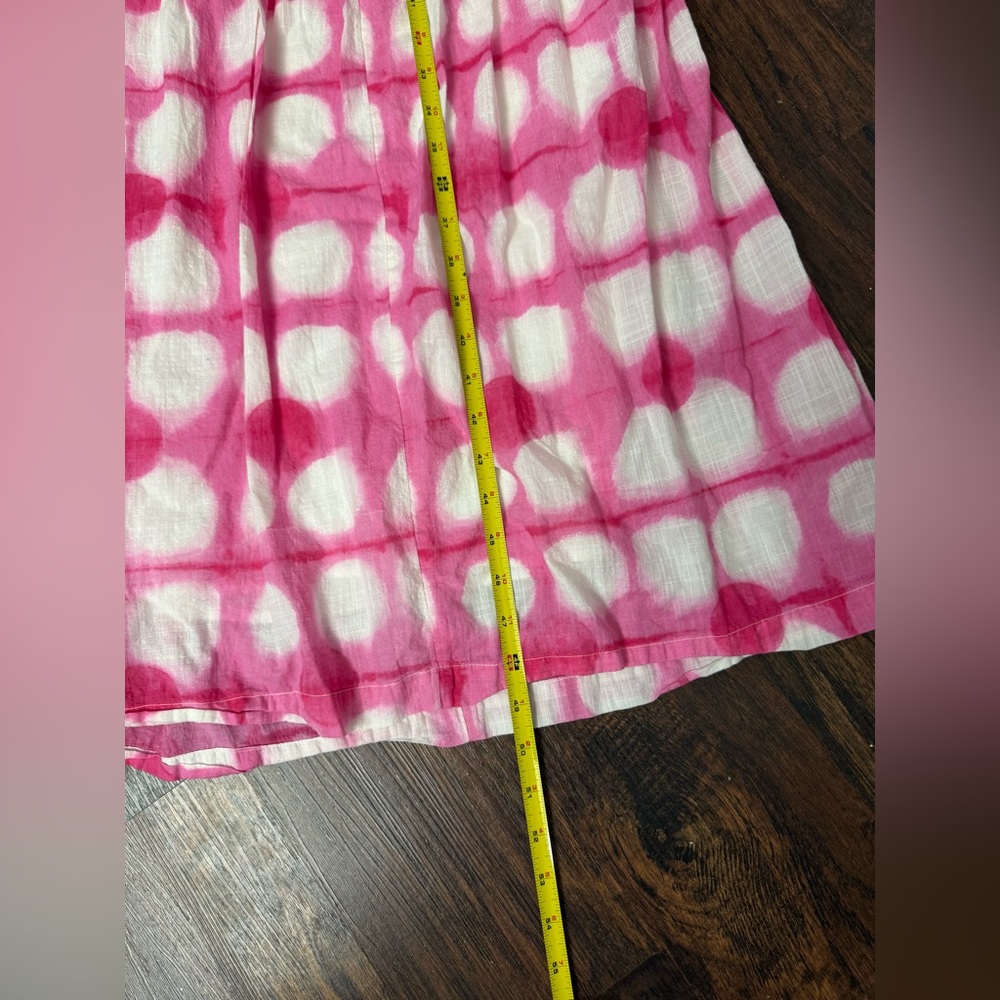 Anthropologie Maeve Maxi Dress | Geneva Pink & White Polka Dot Tie Dye Sz Large - Picture 15 of 15